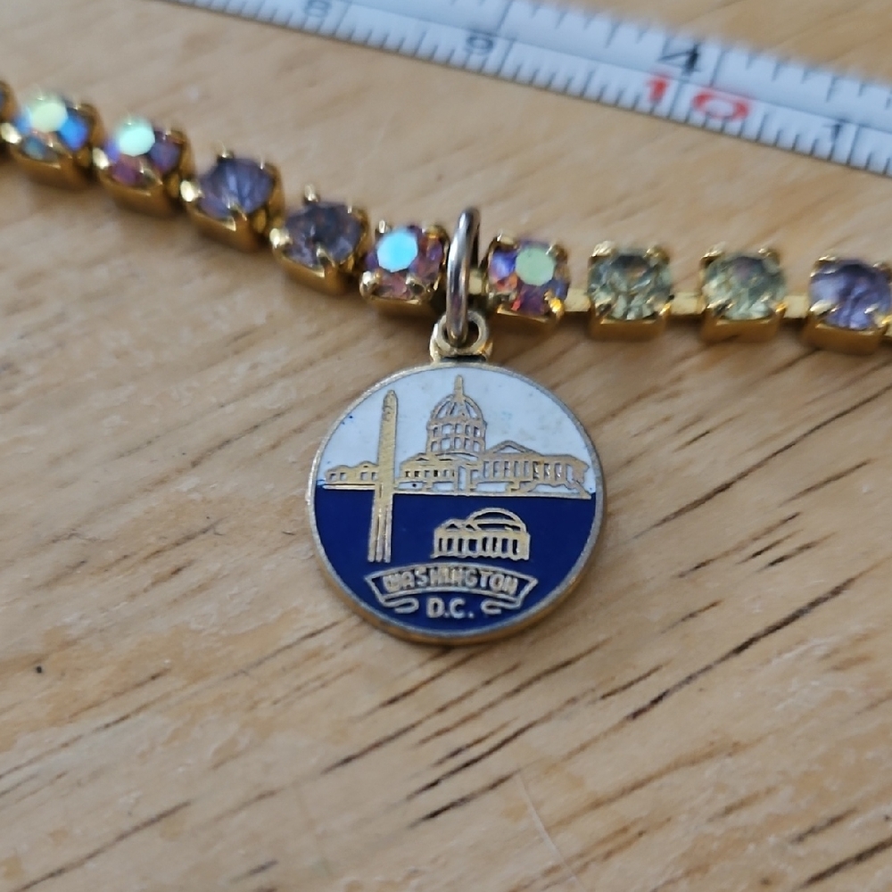 Gold and Blue Washington D.C. Charm Bracelet